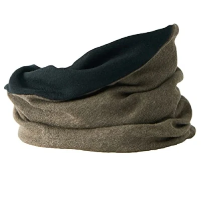 Image de Bonnet Reversible et Cache Cou Bandeau En Coton Bio, Écharpe Loop Foulard Chimio Multi Usage 4 1, Beanie Tombant Hiver Bicolore Gris Foncé &amp; Violet