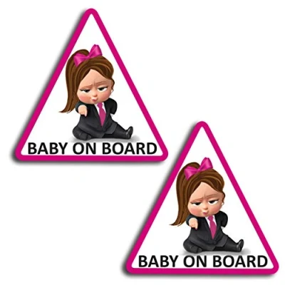 Image de Biomar Labs 2 x PVC Sticker Autocollant Vinyle Bébé à Bord Boss Baby on Board Signe Attention pour Voiture Vitres B 166