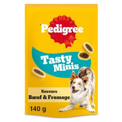 Image de PEDIGREE Sa Récompense Tasty Friandises Lot de 6 Sachets 140g Mini Bouchées Saveurs Fromage et Bœuf Idéale pour Eduquer ou Faire Plaisir à son Chien