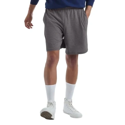 Image de Hanes Men&#039;s Jersey Short with Pockets, Charcoal Heather, Large