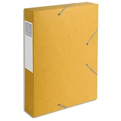 Image de Exacompta Réf. 16006H 1 boîte de classement avec élastiques CARTOBOX livrée à plat Dos 6 cm carte lustrée 7/10ème 600g/m2 dimensions 25x33 format classer A4 coloris jaune