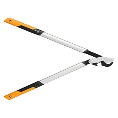 Image de Fiskars Coupe branches à lames franches pour bois vert, Système crémaillère PowerGear X, Taille L, Revêtement antiadhésif, Diamètre de coupe: 5 cm, Acier trempé, Longueur: 80 Noir/Orange, LX98, 1020188