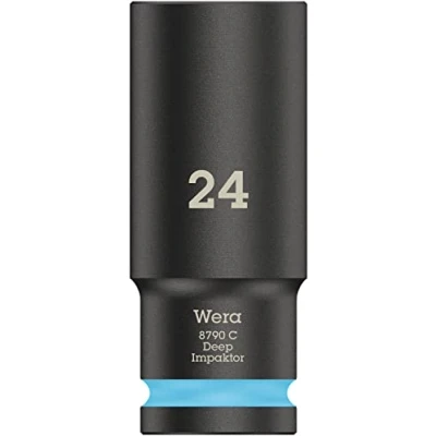 Image de Wera 05004839001 8790 C Impaktor Deep Douille 1/2&quot;, Cyan, 24.0 x 83.0 mm