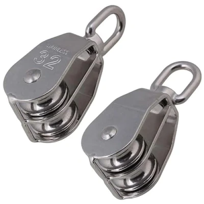 Image de Cokritsm Poulie Pour Cable, De Levage, M32 Double Poulies En Acier Inoxydable 304, Charge Maximale 250Kg 2PCS