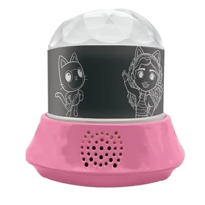 Image de Lexibook, Gabby et la Maison Magique, Veilleuse avec Enceinte, Projections de Gabby&#039;s Dollhouse, Lumières kaléidoscopiques au Plafond, Haut Parleur Prise auxiliaire, Rechargeable, NLJ035GDH