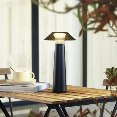 Image de Lindby Lampe d&#039;extérieur à LED rechargeable Gomba, noir, intensité variable