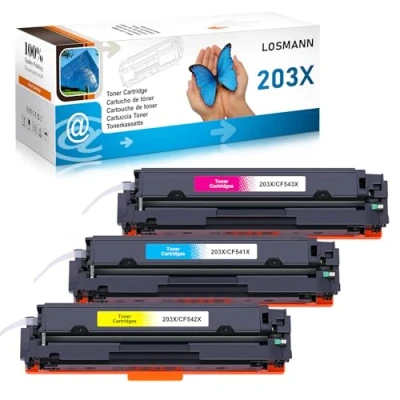 Image de LOSMANN 203X Toner Compatible pour HP 203A CF541X CF542X CF543X Color Laserjet Pro MFP M281fdw M281fdn M281cdw M280nw M254dw M254nw M254dn (Cyan Jaune Magenta, 3 Pack)