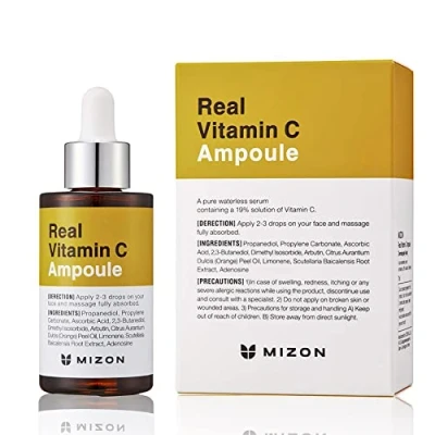 Image de [MIZON] REAL VITAMIN C AMPOULE (30ml) Soin coréen Sérum Éclaircissant à la Vitamine Pure (19%) Correction du Teint Nutrition &amp; Hydratation Ingrédients naturels
