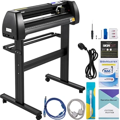 Image de VEVOR Plotter de Découpe Vinyle 870 mm, Traceur Coupe LED, Positionnement Manuel Précis, Logiciels Supportant Systèmes MAC et Windows, Force Vitesse Réglables, pour Fabrication d&#039;Étiquettes