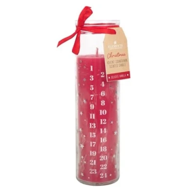 Image de Charmante bougie de l&#039;Avent rouge : compte à rebours jusqu&#039;à Noël avec délicat parfum vanille Facile utiliser, charme traditionnel, plaisir durable