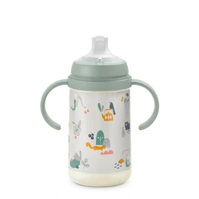 Image de Suavinex, Biberon à Anses, Tasse Apprentissage Bébé avec Bec Souple en Silicone, Système Anti Colique, Gourde Enfant Poignées, Antifuites, Compatible Lave Vaisselle, 6 Mois, 270 ml, Vert