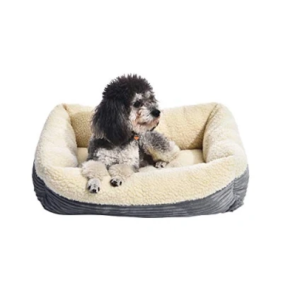 Image de Amazon Basics Coussin chauffant pour animal domestique, l 61 x 51 H 18 cm, Chien, Gris, blanc