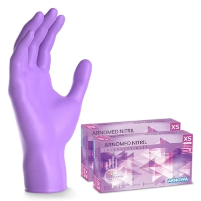 Image de ARNOMED gants jetables violet, nitrile taille XS, gant jetable 200 pièces (2 boîtes), en non poudrés &amp; sans latex, cuisine, a usage unique S, M, L XL