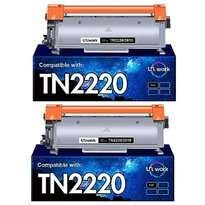 Image de Uniwork Compatible Cartouche de Toner Remplacement pour Brother TN2220 TN2010 MFC 7360N HL 2130 2240 7460DN DCP 7055 2250DN 2270DW FAX 2840 (Noir, 2 Pack)