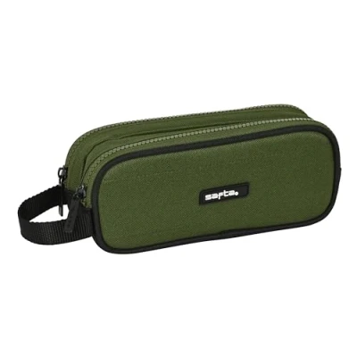 Image de Safta Dark Forest Trousse Double pour Enfant, idéale Les Enfants d&#039;âge Scolaire, Confortable et Polyvalente, qualité résistance, 21 x 6 8 cm, Vert Kaki/Noir, Estándar,