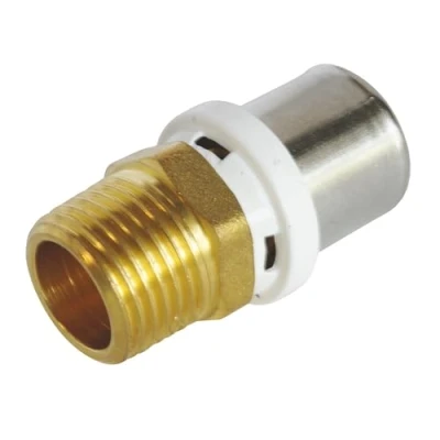 Image de SOMATHERM FOR YOU, Raccord droit Mâle à sertir pour tube multicouche Ø20 M15/21 Installation facile avec profil U, H, TH Conforme norme NF 545 Étanchéité sécurisée, 10 bars