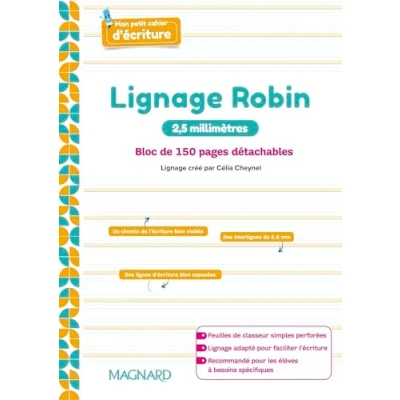 Image de Mon petit cahier d’écriture (2024) Bloc feuilles lignage Robin 2,5 mm: de 150 pages détachables