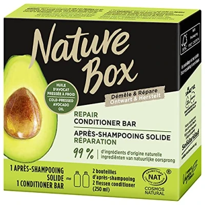 Image de Nature Box Conditioner Après Shampooing Solide Réparation A l&#039;huile d&#039;Avocat Pressée à Froid Démêle et Répare Soin Cheveux 99% d&#039;ingrédients d&#039;origine naturelle de 80g