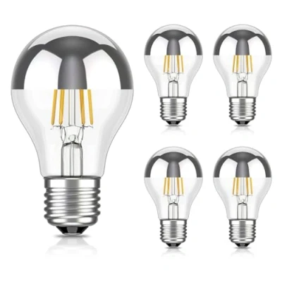 Image de ledscom.de 5 ampoules LED E27, A60, blanc chaud (2700 K), 4,1 W, 461lm, miroir de tête (argent)