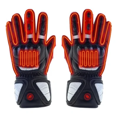 Image de Glovii GDB Gants de Moto en Cuir Batterie Chauffée Alimentés par Li Poly ou Moto, Tailles L, XL, Noir, Batteries et Câbles Incluses (L)