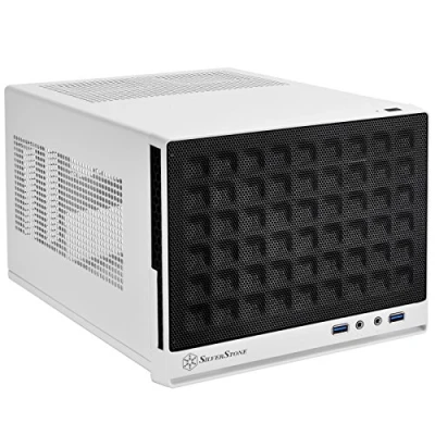 Image de SilverStone SST SG13WB Sugo Boîtier PC cube compact Mini ITX, Panneau frontal Mesh, noir et blanc