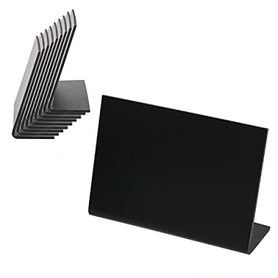 Image de HMF 46424 Lot de 10 présentoirs table inscriptible à la craie x 7 cm Support en L Noir