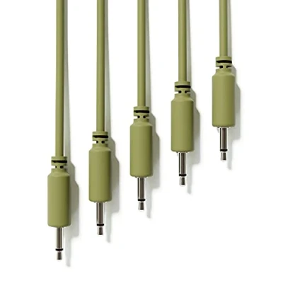 Image de ExcelValley 5 Pack Câbles Modulaires Mono Patch TS 3,5mm 1/8&quot; Eurorack Synthétiseur [Vert Armée 90 cm 36&quot;]