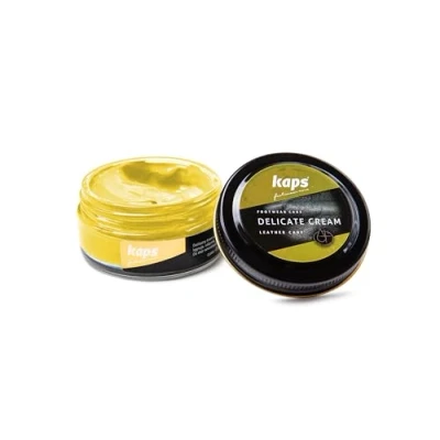Image de Kaps Crème Délicate De Cirage Cuir Naturel Et Synthé Soin Chaussures Professionnel Intensif Du Nourrissant Pot Verre 50ml Plusieurs Couleurs (131 Citron)