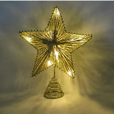 Image de Christmas Concepts® Étoile printanière dorée de 10 po avec lumières à Del Blanches et Chaudes supérieure pour Arbre Noël/Décoration Noël