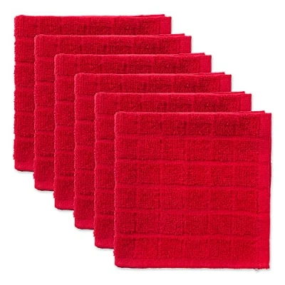 Image de DII Ensemble de torchons à Carreaux Solides en Coton, Rouge, 30,5 x cm