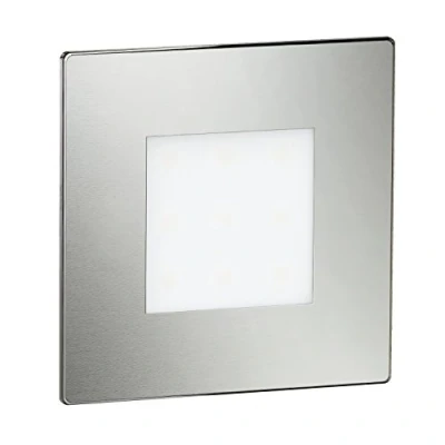 Image de ledscom.de 8 pièces Lumière d&#039;escalier LED/lampe murale encastrée FEX pour l&#039;intérieur et l&#039;extérieur, rectangulaire, inox, 85 x 85mm, bleu