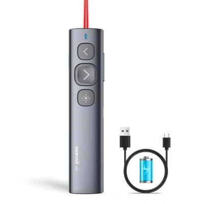 Image de NORWII N95 Clicker de Présentation Rechargeable pour Powerpoint avec Bouton Souple et Gros, Présentateur sans Fil Pointeur Ordinateur 2,4 GHz