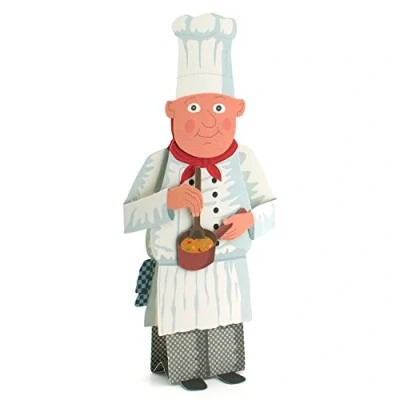 Image de carte Pop Up 3D Chef de cuisine Idéale comme d&#039;invitation pour un déjeuner ou dîner, anniversaire, une soirée fête culinaire
