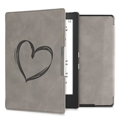 Image de kwmobileÉtui Compatible avec Kobo Aura H2O Edition 1 Coque Étui à Rabat magnétique tabletteeReader Similicuir Gris