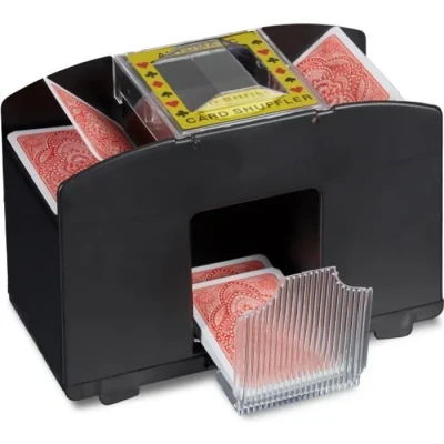 Image de Relaxdays Machine à mélanger les cartes électronique avec rythme pour rami, poker, noir, uniquement standard de 9 x 6,5 cm