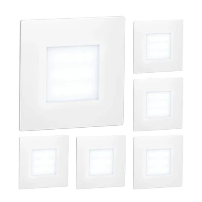 Image de ledscom.de 6 pièces Lumière d&#039;escalier LED/lampe encastrée dans le mur FEX pour l&#039;intérieur et l&#039;extérieur, carrée, 85 x 85mm, blanc froid