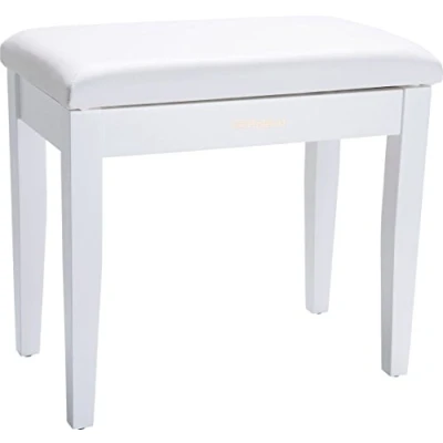 Image de Roland RPB 100WH Banc de Piano Finition Blanc satiné avec Assise Plastique et Compartiment pour partitions 100WH, Bois Vinyle, Noir, 1