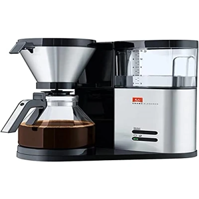 Image de Melitta Aroma Elegance, Noir/Acier Brossé, 1012 01, Cafetière Filtre Avec Verseuse en Verre