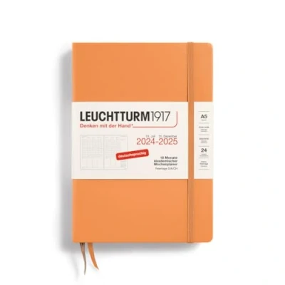 Image de LEUCHTTURM1917 370635 Planificateur Universitaire Medium (A5) 2025, 18 Mois (07.2024 12.2025), Apricot, Allemand