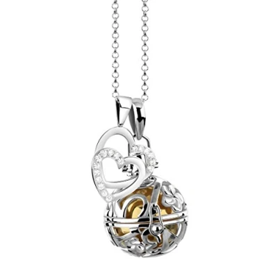 Image de Nenalina Collier composé d&#039;une Pendentif Motif d&#039;ornement, en cœur avec zircone, et d&#039;un Boule de Laiton,en Argent Sterling 925, EFS 038