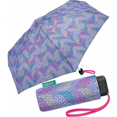 Image de Benetton Parapluie de poche Ultra Mini Flat Dots, Pop Dots Deep Periwinkle, 88 cm, Compact