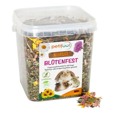 Image de petifool Blütenfest 380 g Complément alimentaire pour rongeurs Nourriture naturelle lapins, cochons d&#039;Inde, hamsters, chinchilla et plus encore Sans additifs artificiels 100