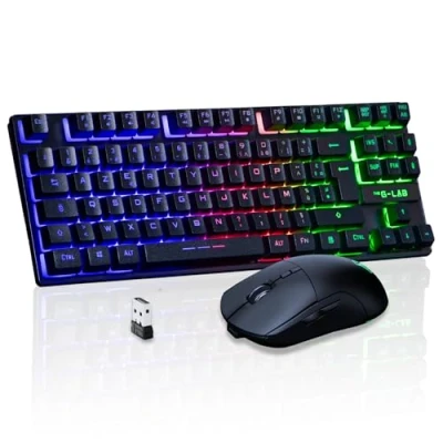 Image de The G Lab Combo Oxygen EX Pack Clavier Souris sans Fil Gaming Gamer Format TKL et RGB, 3200 DPI Rechargeable PC/PS4/PS5 New