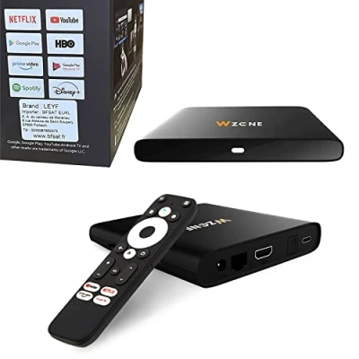 Image de Leyf 4K Android TV Box Original Licensed by Google LLC and Netflix, Disney, Prime Video WiFi, Type C, HDMI 2.1, USB 3.0, Ethernet, MicroSD/Smart TV, Chromecast, Youtube