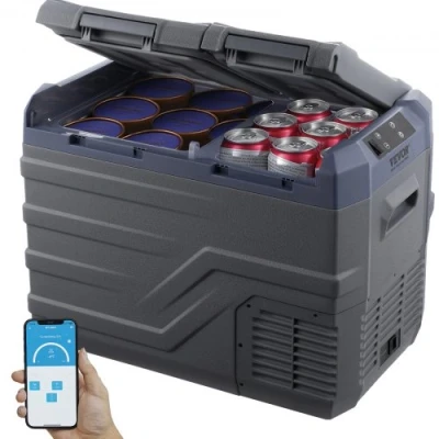 Image de VEVOR Réfrigérateur Portable à Compression 32 L Double Zone, Mini Frigo de Voiture 12/24 V CC et 100 240 CA, Glacière 20 C Température Réglable, pour Camion Bateau Maison Camping Extérieur