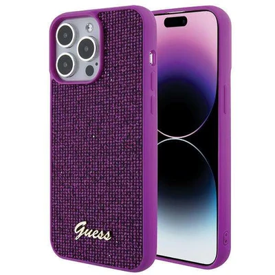 Image de Guess GUHCP15XPMSDGSF Coque pour iPhone 15 Pro Max 6,7&quot; Fuchsia Rigide Disco Métal Script