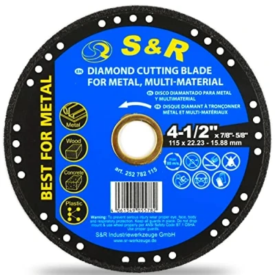 Image de S&amp;R Disque diamant 115 mm Meule à tronçonner Fer, Metal, Bois, Pierre, Plastique pour Meuleuses d&#039;Angle. Meuleuse et 125