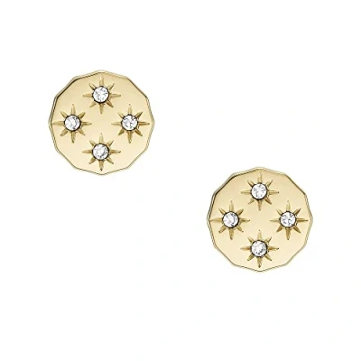 Image de Fossil Boucles D&#039;Oreilles Pour Femmes Sadie, Longueur : 9mm, Largeur 9mm En Acier Inoxydable Doré, JF04381710