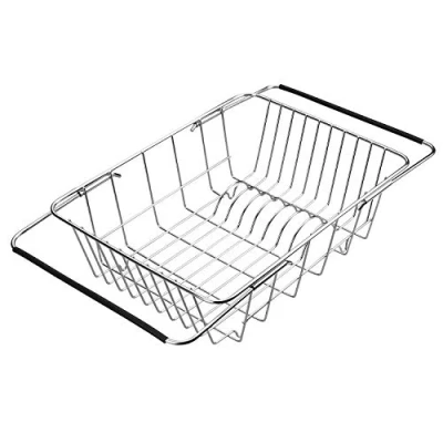 Image de QIWODE Support de Plaque égouttoir à Vaisselle en Acier Inoxydable, Panier séchage Extensible pour Fruits, légumes, Pots, Assiettes et ustensiles Cuisine (Style A: Arch Net)