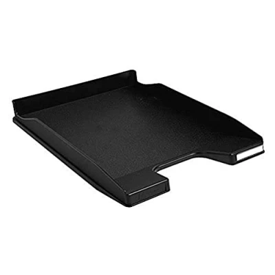Image de Exacompta Réf. 11414D Lot de 10 corbeilles à courrier COMBO MINI dimensions 34,7 x 25,5 3,8 cm pour documents au format A4 + couleur noir certifié Ange Bleu capacité 250 feuilles